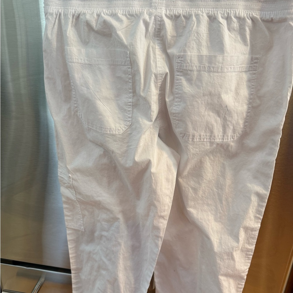 White Cargo Pants with Drawstring Waist - Picture 2 of 8
